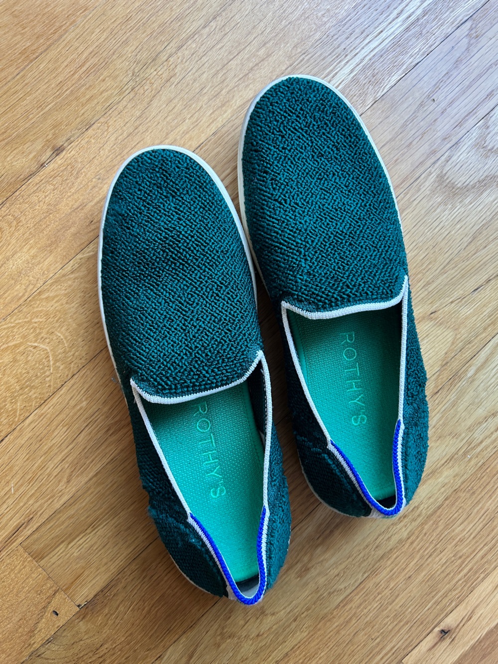 Rothy’s The Sneaker In Juniper Terry Casual Retired Slip-On Green Size 9